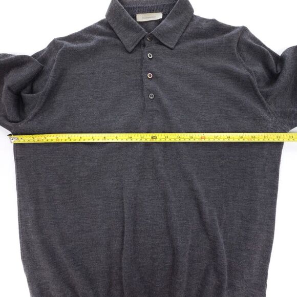 ERMENEGILDO ZEGNA Wool Cashmere Polo Sweater Old Money Quiet Luxury Minimal Gray - Picture 4 of 8